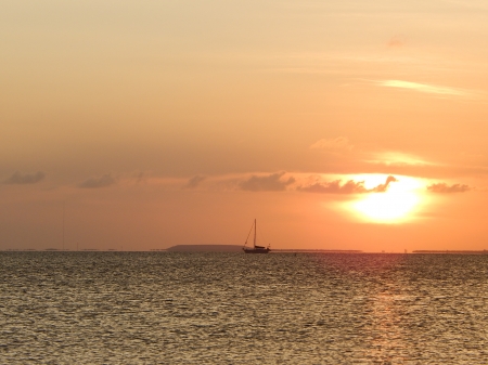 Biscayne Bay Sunset - biscayne bay, boca chita key, florida, sunset