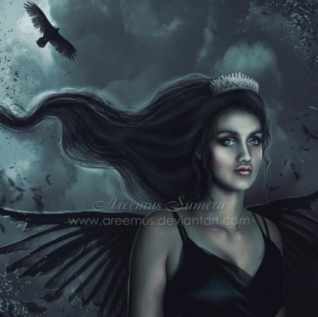 Queen of Crows - lady, girl, fantasy, art