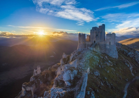 Rocca Calascio Castle - ancient, landscape, castle, clouds, sunset