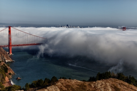 Golden Gate Bridge - The Fog Rolls In - golden gate bridge, united states of america, california, san francisco