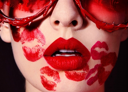 Kisses - red, mouth, kiss, valentine, lips