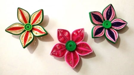 paper flowers - bright, paper, colorful, flowers