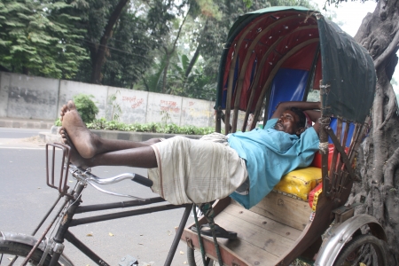 Rickshaw Puller Resting - pullar, rickshaw, resting, tired