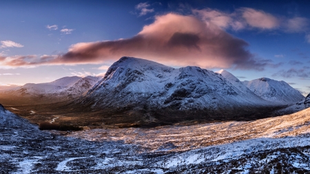 Winter Dawn at Glencoe, Scotland - wide screen, mountains, winter, landscape, beautiful, photo, scenery, photography, nature, snow