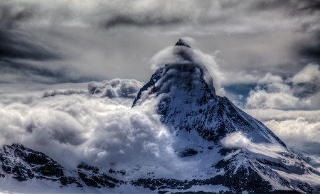 Snowy Peak - nature, landscape, clouds, winter, mountains, snowy