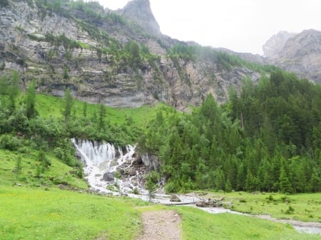 Waterfall - trees, nature, Waterfall, photography, landscape, grass