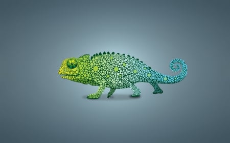 Chameleon - minimalism, reptile, blue, green, lizard, chameleon