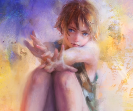 Come to me - art, girl, luminos, hand, anime, nababa, fantasy, manga