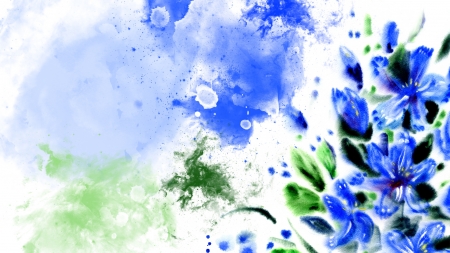 Splatter Blue Flower - paint, splatter, blue, summer, flowers, spring, firefox persona theme