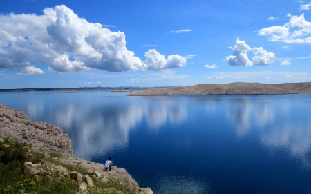 Lake in Croatia - water, sky, lake, clouds