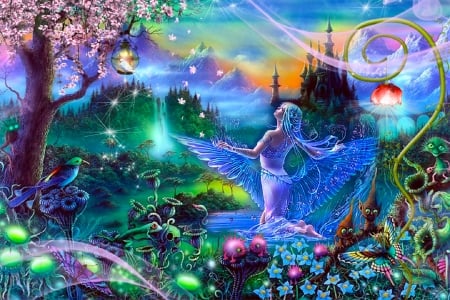 Dreams - pretty, colorful, fantasy, beautiful, digital, angel, art