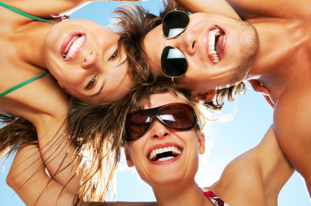 Happy summer! - summer, woman, girl, face, trio, man, happy, sunglasses