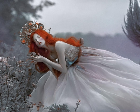 Beauty - white, redhead, tale, woman, model, dress, girl, agnieszka lorek