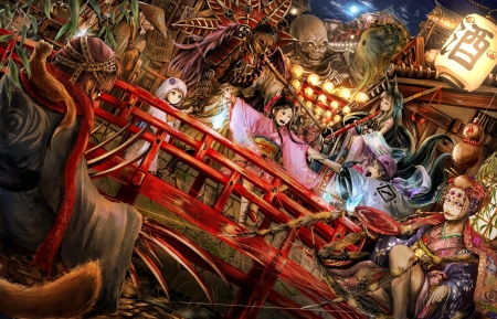 Carnival - manga, anime, chama, red, girl, carnival