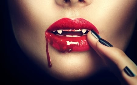 Bloody red - mouth, vampire, blood, lips, red, anna subbotina, fang