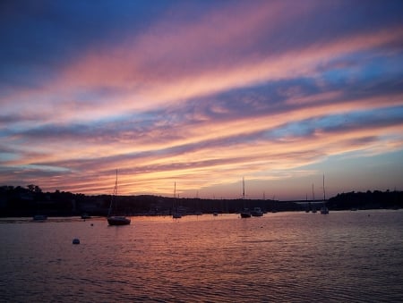 Belfast Sunset - maine, sunset, boats