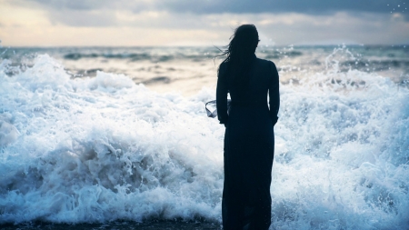 ♡Moment ♡ - women, surf, dress, girl, wave