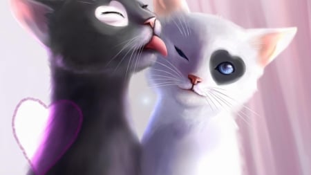 Kitty Love - love, wallpaper, 3d, kitty