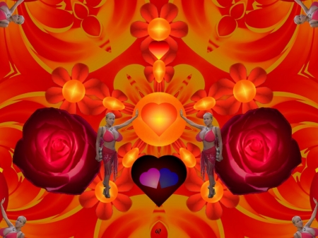 Energy of the Heart - abstract, eye candy, collage, 3d, fractal