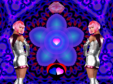 The Girl from Pink - fractal, abstract, collage, 3d, eye candy