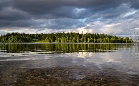 Aluksnes Lake, Latvia - Latvia, clouds, lake, forest