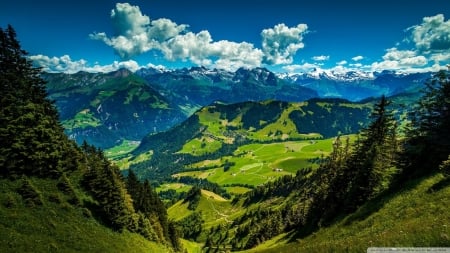 Mountain Landscape - nature, green, valleys, mountains, landscapes