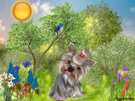 IN THE GARDEN - garden, puppy, creation, cute