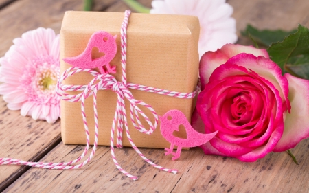 â™¥ - gift, romantic, roses, pink, petals, flowers is, rose