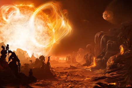 it is a reign of fire from the sun - surface, fire, sun, planet