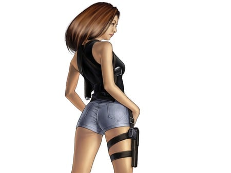 3d gun fighter girl - girls, anim, other