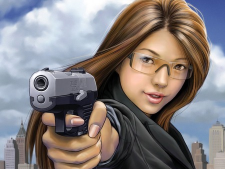 gun 3d girl - anime, girls, other