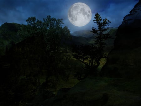 Dark dreamscape - moon, 3d