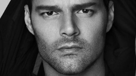 Ricky Martin - face, black, ricky martin, bw, white, latino, singer, artist, man