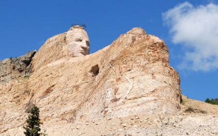 Crazy Horse - native american, crazy horse, art, sculpture, mountain, warriors, monuments