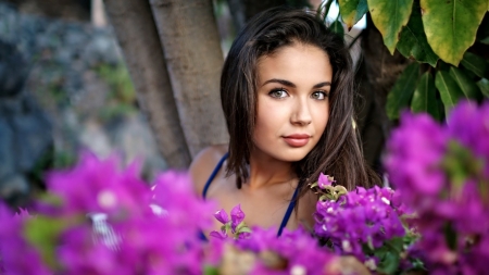 Pretty Face - flowers, face, woman, model