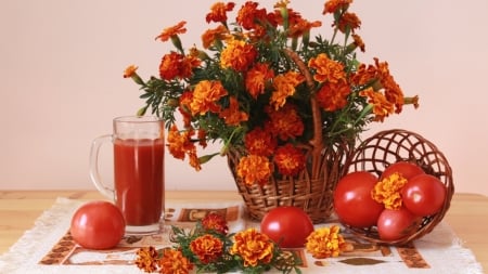 Still Life - flowers, fruits, still life, tomatoes