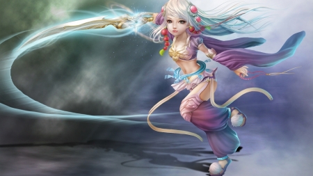 Fantasy girl - fantasy, pink, cute, nina hu, game, girl, blue