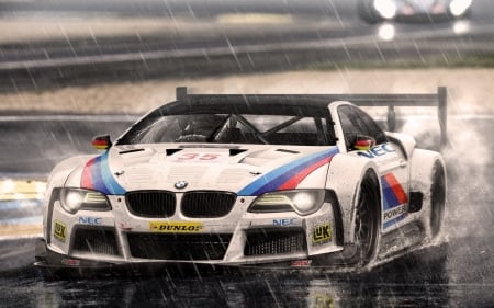 Le Mans - realistic, rain, water, wallpaper, auto, bmw, racing, hd, art, le mans, car