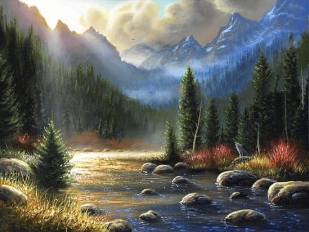 The Calling - attractions in dreams, sky, streams, summer, mountains, cabins, wolf, nature, love four seasons, clouds, rivers, paintings, landscapes