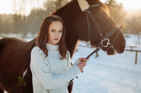 Lovely Girl - horse, woman, beauty, model