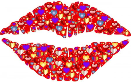 Kiss me - mouth, lips, white, heart, red, valentine, kiss, card