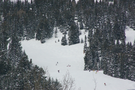 Skiers at Teton Village, Wyoming - vacation, skiers, snow, skiing, mountains