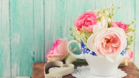 Still Life - flowers, heart, still life, cup