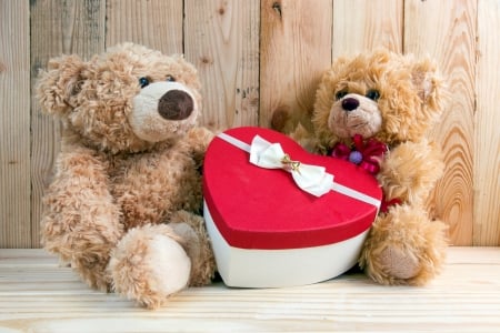 Valentine teddy bears - pretty, present, love, sweet, fluffy, holiday, teddy bear, Valentine, cute, gift