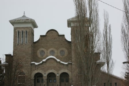 Tabernacle Building; Rexburg, Idaho - businesses, buildings, stone, brick