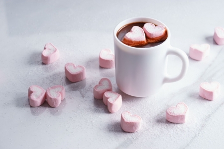 â™¥ - pink, marshmallows, cup, abstract