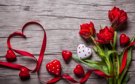 From the heart â™¥ - love, buds, roses, heart, valentine day, with love, romantic, red, flowers is, from the heart, ribbon, red roses