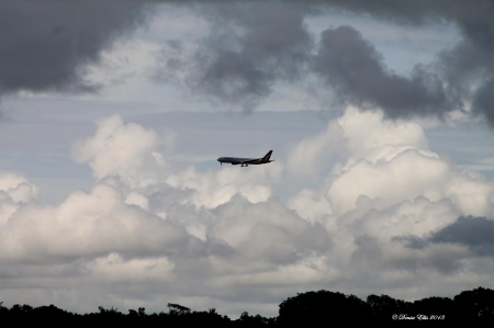 Aircraft in stormy skies