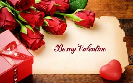 Be my Valentine - roses, flowers, Valentine, card