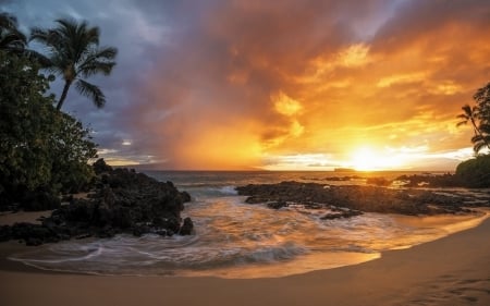 Coastal Sunset - nature, ocean, sunset, coast